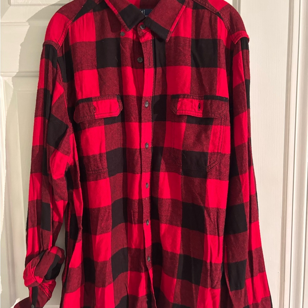 George Red and Black Buffalo Plaid Casual Shirt